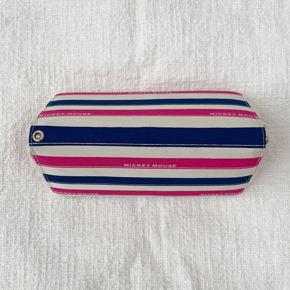 Mickey Mouse Blue, Pink, & Cream Stripe Zip Around Continental Wallet - Picture 3 of 9